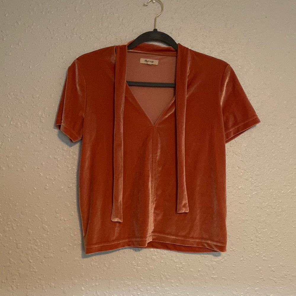 Madewell Velvet Tie-Neck Top size Small